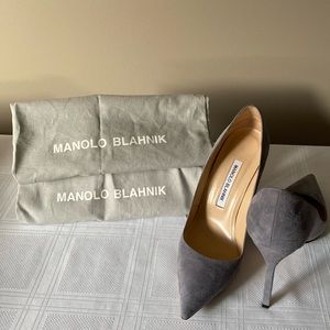 Manolo Blahnik, grey suede, size 38. Worn once.